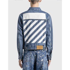 OFF-WHITE C/O VIRGIL ABLOH Women's Diag Tab Slim Denim Jacket Size Large